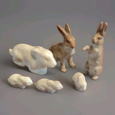 6 Lapins miniatures en Biscuit Fèves Allemande Vintages Bunny 🐰 Rabbit 🐇 .