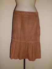 SUPERBE LEGERE JUPE BIAGGINI MARRON/CAPPUCCINO ASPET DAIM AU TOUCHER T:38