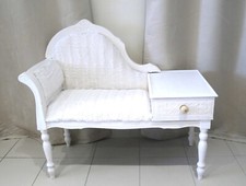 Fauteuil téléphone vintage création originale en bois et tapisserie