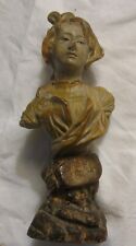 petit buste de femme en terre 13,5 cm statue signature et numéro