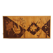 IMPORTANTE FRESQUE MURALE VINTAGE 1970 MARQUETERIE AUMOINE 70S DLG JEAN LURCAT