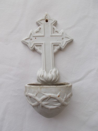Benitier ancien biscuit coeur - ancien,