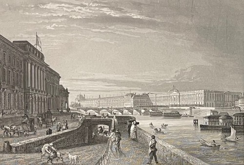 Paris seine cheval gravure - seine,