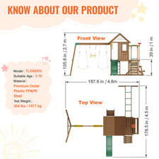 VEVOR Ensemble Portique Balançoires Avec Toboggan En Bois Aire De Jeux Extérieur