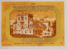 ancienne étiquette vin Chateau DUCRU-BEAUCAILLOU 1981 Saint Julien Bordeaux