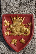 HF1653   BLASON MURAL ROUGE  SALAMANDRE FRANCOIS MEDIEVAL ARMOIRIE CHAMBORD