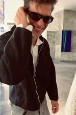 Blouson bomber crop coton sergé noir Bottega Veneta FW20 taille 50 L