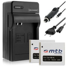 2x Batteries NB-4L + Chargeur pour Canon IXUS 80 IS, 100 IS, 110 IS, 120 IS, 130