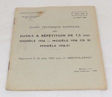 Manuel Guide technique sommaire fusils à répétition 7,5 mm modèle 1936 français