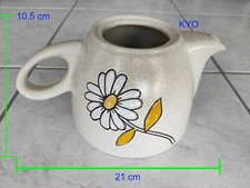 TEC France - Théière ronde, porcelaine fine pot eau fleur marguerite beige jaune