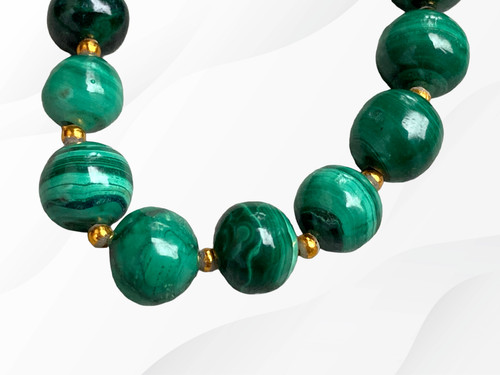 Collier perles malachite - collier,