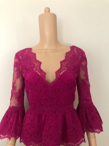 Marchesa neck lace peplum - marchesa, v-neck