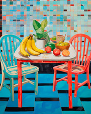 Affiche colorée de table de cuisine rétro salle à manger art mural -...