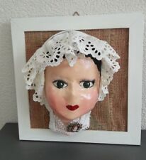 TABLEAU TETE PAPIER MACHE 30 X 30 SHABBY CAMPAGNE