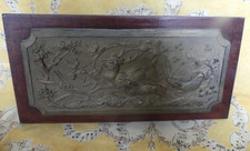 Chasse à Coure Vènerie Bas relief XIX éme scène de Chasse au Cerf Déco 12cmX25cm