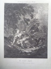 Gravure ancienne LES AMANTS