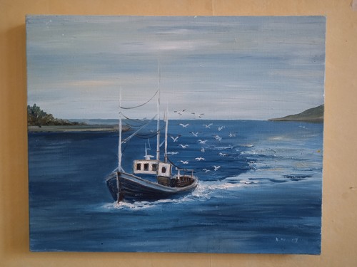 Tableau marine peinture huile - peinture,