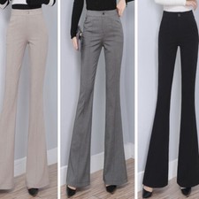 Femme Évasé Pantalon Patte D’Éléphant Rayure Stretch Slim Long Business Casual