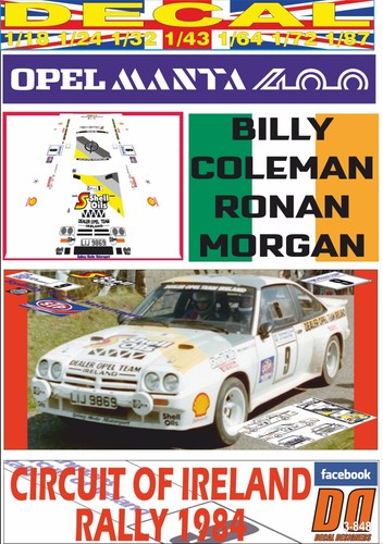 Decal opel manta 400 coleman - opel, b.coleman