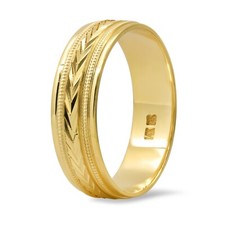 Bague De Mariage En Or Jaune Solide 14K 6 MM Taille 9 Motif En V
