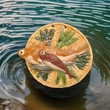 Rare Trompe L'oeil Signé Thomas Sergent École De Palissy Barbotine Majolique 19e