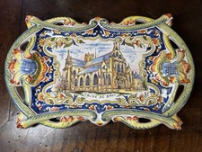 Plat en Faïence Devres « Eglise de Brou » Bourg en Bresse