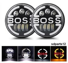 2 Phares LED Rond 65W 7inch Feu de Route Croisement Diurne Boss DRL Moto 4x4 VTT