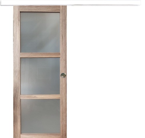 Porte coulissante bois frake - porte,