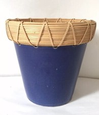 Cache Pot Ancien Céramique / Osier - Ancien Pot De Fleurs /Pot De Plantation