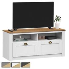 Meuble TV BOLTON 2 tiroirs 2 niches meuble télé en pin massif