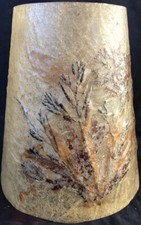 ACCOLAY ABAT JOUR POUR LAMPE CHAMPIGNON FIBRE DE VERRE FEUILLAGE 1960 env