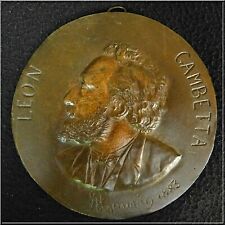 MEDAILLE BRONZE " GAMBETTA " 118MM 196GR  SIGNE A.GAUVIN 1883