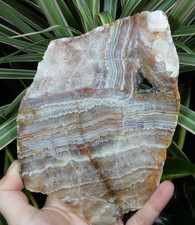 Tranche d’Agate polie Châtelperron 18x12.5cm Allier France mineral collection