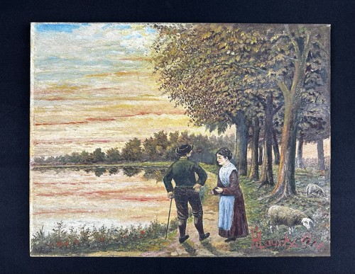 Tableau ancien huile sur toile - tableau,