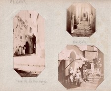 Algérie.Alger.Rue de la mer rouge et Casbah.3 Photos originales Citrate 1890.