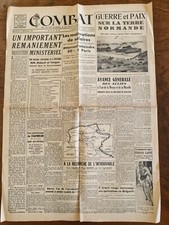 Journal  COMBAT 10 septembre 1944 remaniement ministériel teitgen bidault
