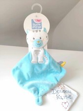 Doudou Plat/Mouchoir Tigre/Chat Bleu Blanc Gris Moustache Nez Jaune Sucre D'orge