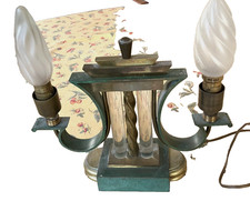LAMPE Art Deco en bronze et verre