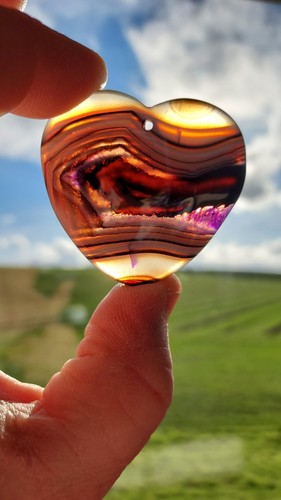 Pendentif coeur agate violet - pendentif,