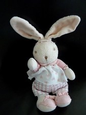 T6. DOUDOU PELUCHE KALOO LAPIN BLANC FLEUR ROSE LILIROSE GRELOT TRES BON ETAT