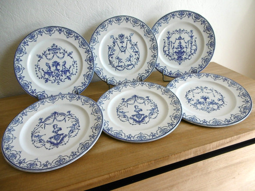 Six assiettes plates faience - six,