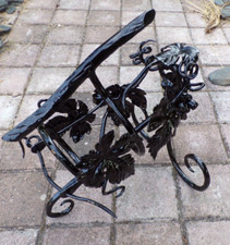 Porte vin bouteille fer forgé feuille vigne bottle holder wine iron déco raisin
