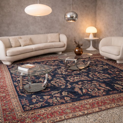 Tapis ancien asiatique coton - tapis,