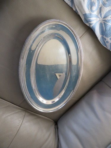 Ancien plat ovale métal - ovale, en