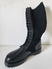 Bottes chaussettes noires talon plat à lacets Taille 41