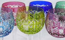 Saint Louis Risling, 6 verres à Porto, cristal, 15,3 cm, couleur signés, Roemer.