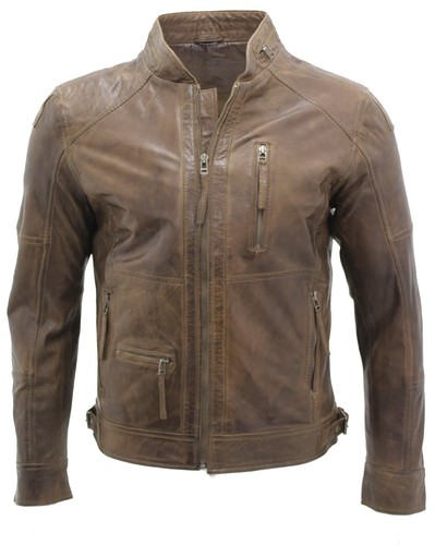 Veste cuir nappa marron - veste,