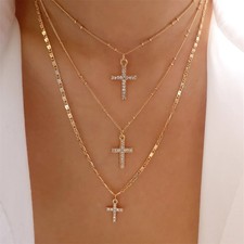 ✨ Collier Croix Or 3 Rangs
