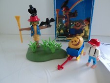 PLAYMOBIL vintage enfant et épouvantail corbeaux citrouille 3823 de 1995 / boîte
