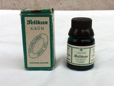 FLACON ENCRE VERTE Pélikan -TAMPON ENCREUR - PUBLICITE - INK - ANCIEN - VINTAGE